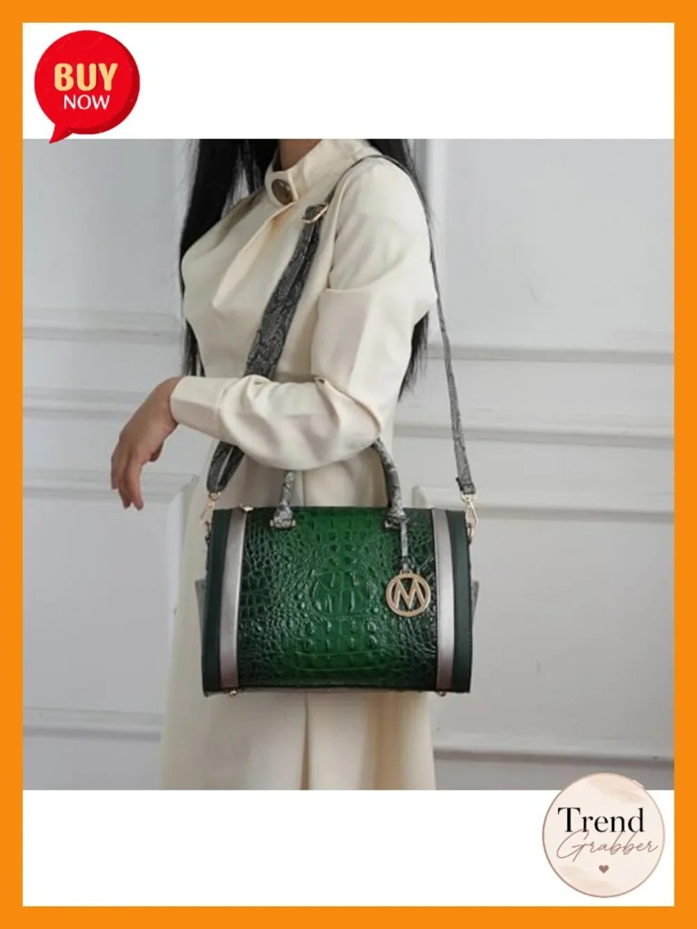 Vegan Leather Croc Embossed Satchel Crossbody Bag Women